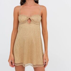 For Love and Lemons glitter slip dress. Gold